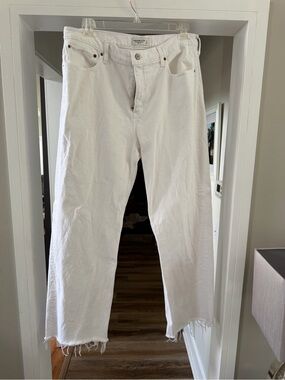 Womens White Straight-Leg Jeans